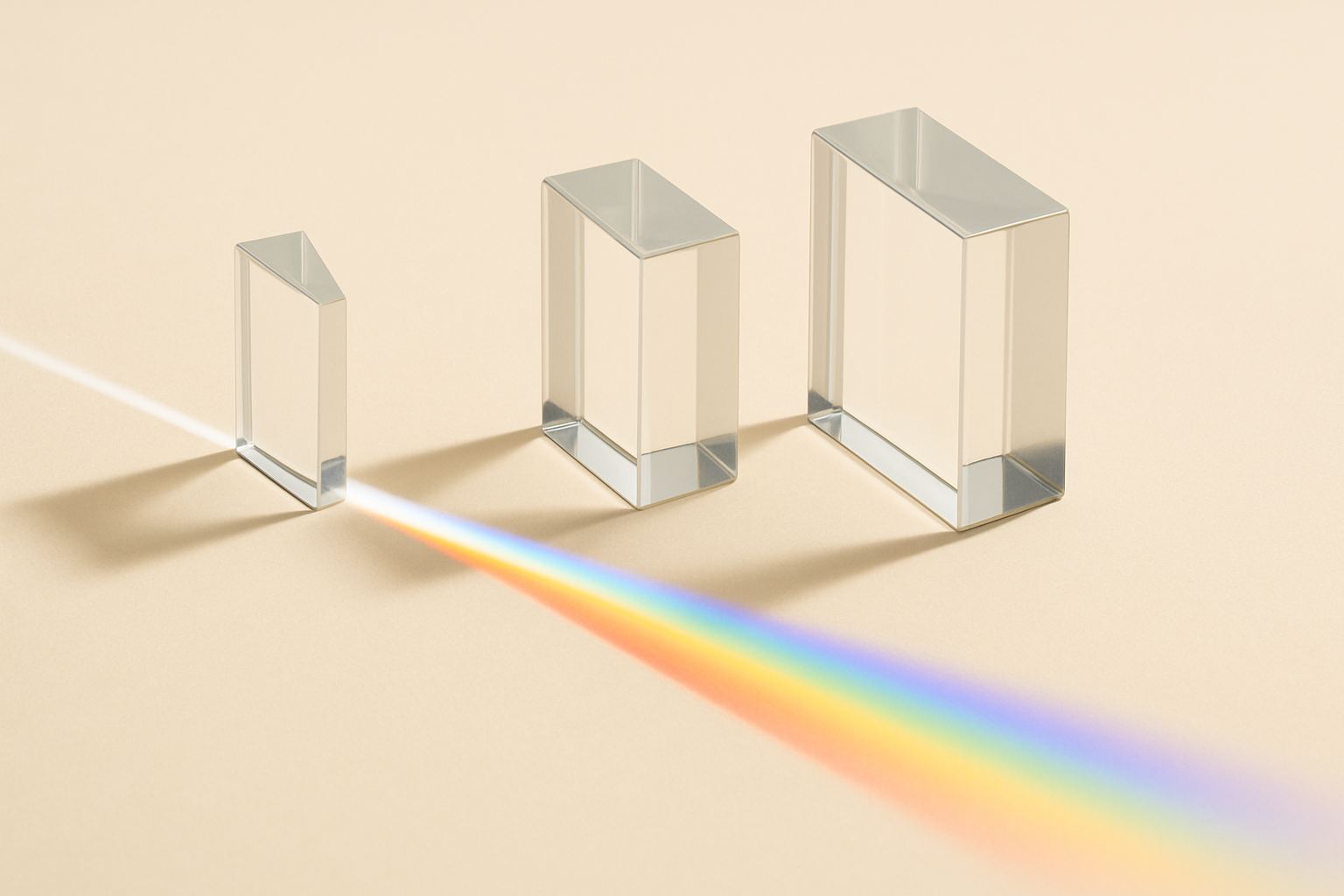 A spectrum divided at a prism edge. Broad spectrum is a statement about how much of the band a product covers.